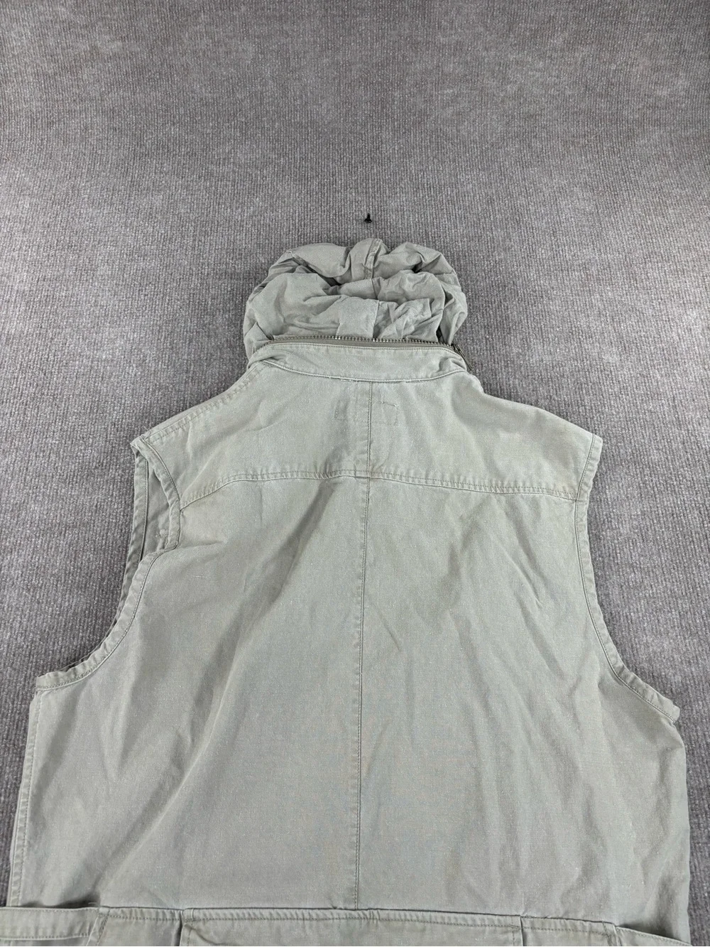 Vintage Banana Republic Vest Mens Medium Beige Safari Travel Hooded Canvas